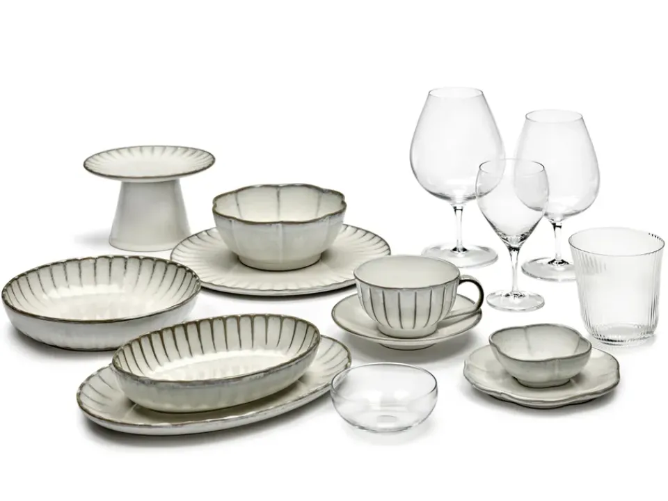 Breakfast Bowls^Serax Inku ridged bowl S 9 cm, White