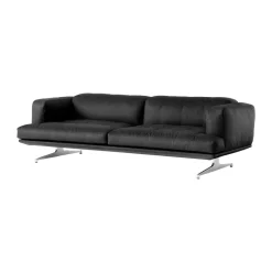 Best &Tradition Inland AV23 3-seater sofa, Noble leather -polished aluminum Black