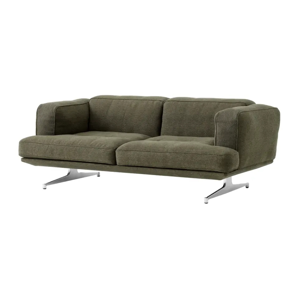 Sofas^&Tradition Inland AV22 sofa 2-seater, Clay 0014-polished aluminium Green