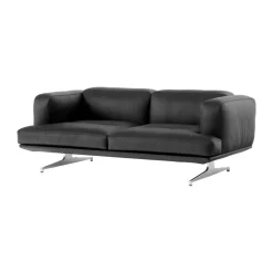 Hot &Tradition Inland AV22 sofa 2-seater, Noble leather -polished aluminum Black