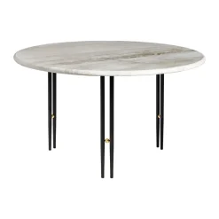 Clearance GUBI IOI coffee table, Rippled -black stand Ø70 cm Beige
