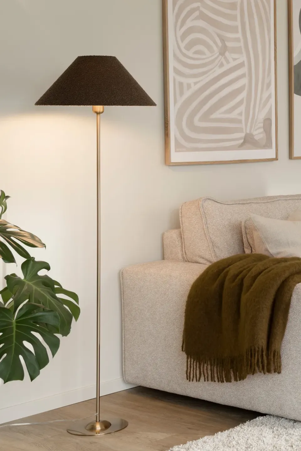Lampshades^Globen Lighting Iris 45 lampshade, Bouclé mocha Brown