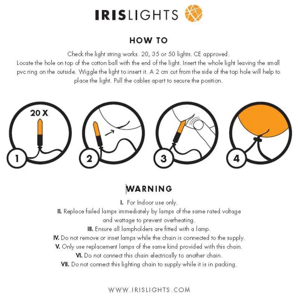 Irislights Iris lights moonlight, 20 balls Blue