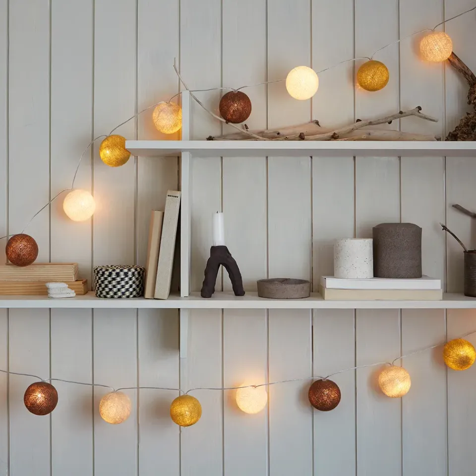 Children's Lamps|String Lights & Decorative Lighting^Irislights Biscotti, 35 balls BeigeBrownWhite