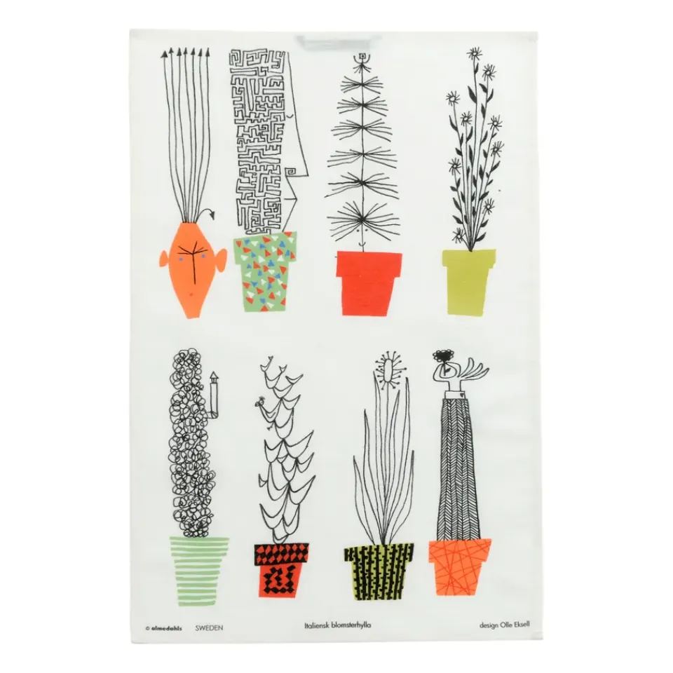 Sale Almedahls Italiensk flower shelf kitchen towel 47x70 cm, Multi MultiWhite