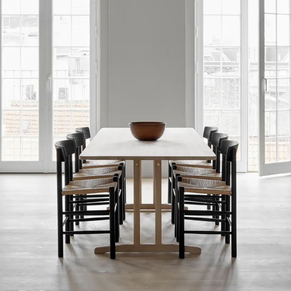 Chairs^Fredericia Furniture J39 chair, lacquered oak-braided natural Black