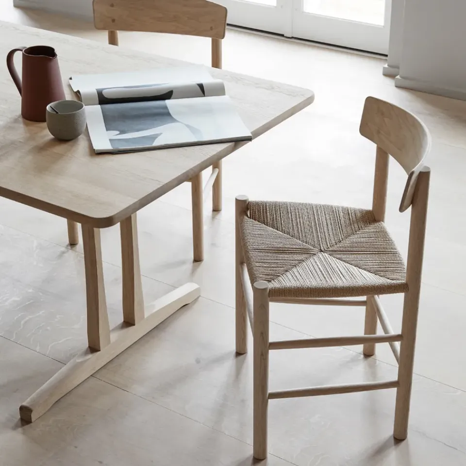 Outlet Fredericia Furniture J39 chair, Light oiled oak—braided natural Beige