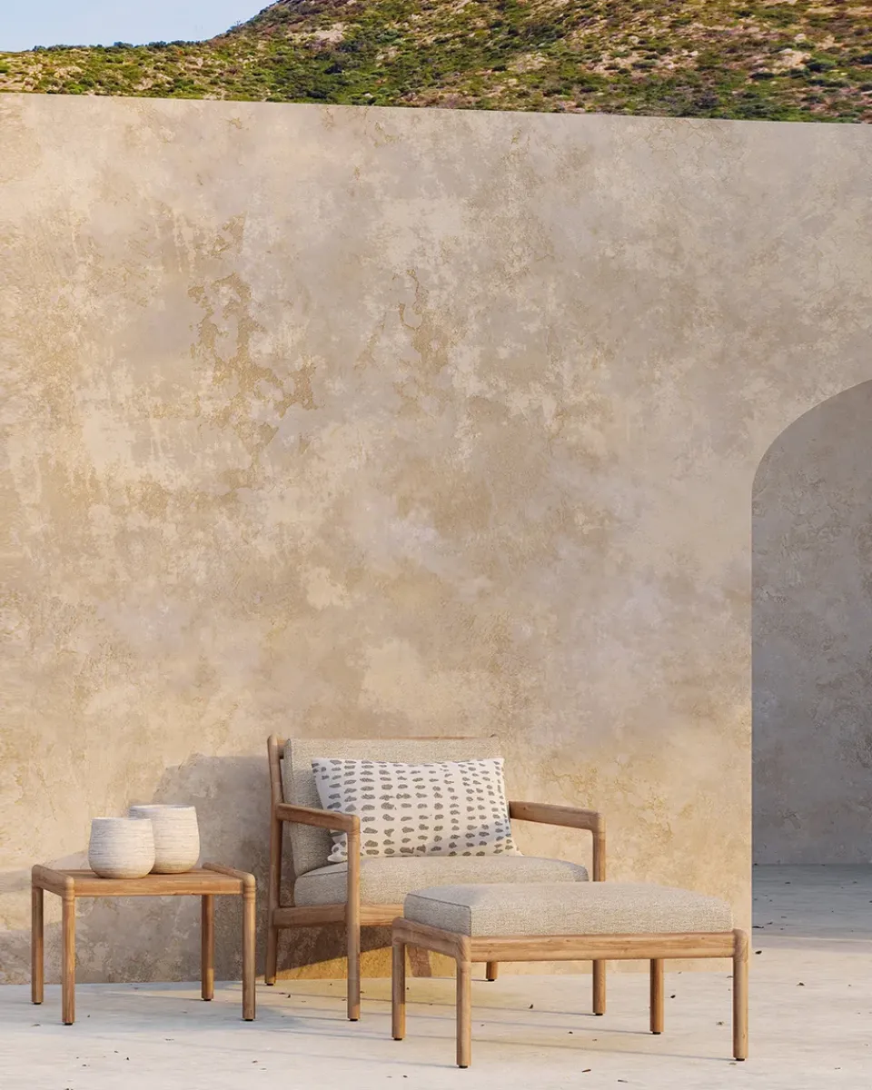 Ethnicraft Jack outdoor lounge armchair teak, Natural Beige