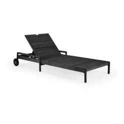 Outlet Ethnicraft Jack outdoor sunbed stained teak, Excl. cushion Black