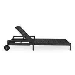 Outlet Ethnicraft Jack outdoor sunbed stained teak, Excl. cushion Black