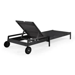 Outlet Ethnicraft Jack outdoor sunbed stained teak, Excl. cushion Black