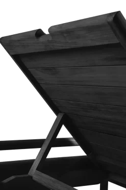 Outlet Ethnicraft Jack outdoor sunbed stained teak, Excl. cushion Black
