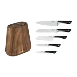Best Tefal Jamie Oliver knife set with knife block, 6 pieces BrownSilver-colouredBlack
