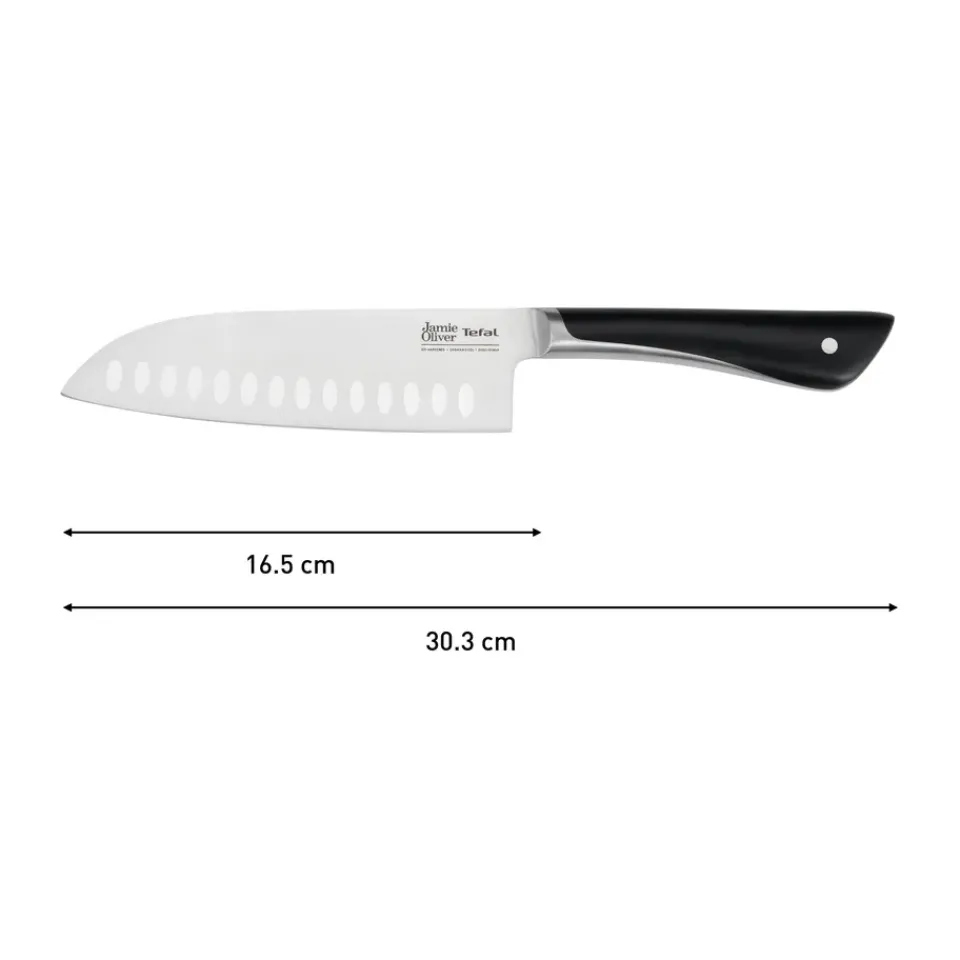 Santoku Knives^Tefal Jamie Oliver santoku knife, Stainless steel BlackSilver-coloured