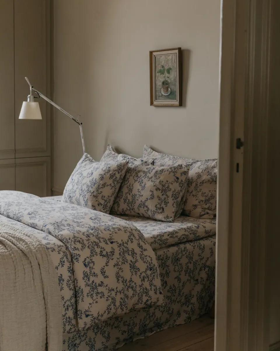 Valances^Garbo&Friends Jardim Muslin bed skirt, 160x200x53 cm Blue
