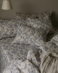 Bed Sheets^Garbo&Friends Jardim Muslin fitted sheet, 160x200x30 cm Blue