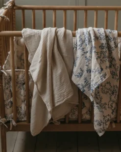 Baby Blankets^Garbo&Friends Jardim Muslin swaddle blanket, 110x110 cm Blue