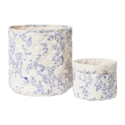 Best Garbo&Friends Jardim Satin quilted basket 2 pieces, 20xØ20 cm + 30xØ30 cm Blue