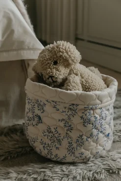 Best Garbo&Friends Jardim Satin quilted basket 2 pieces, 20xØ20 cm + 30xØ30 cm Blue
