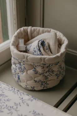 Best Garbo&Friends Jardim Satin quilted basket 2 pieces, 20xØ20 cm + 30xØ30 cm Blue