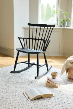 FDB Møbler J52G rocking chair, Beech Ral 9005 Black