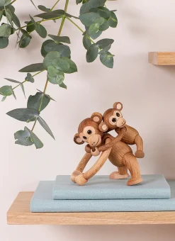 Wooden Figures^Spring Copenhagen Jolly monkey decoration 11 cm, Oak Brown