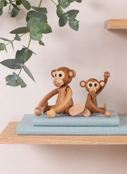 Wooden Figures^Spring Copenhagen Jolly monkey decoration 11 cm, Oak Brown