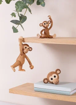 Wooden Figures^Spring Copenhagen Jolly monkey decoration 11 cm, Oak Brown