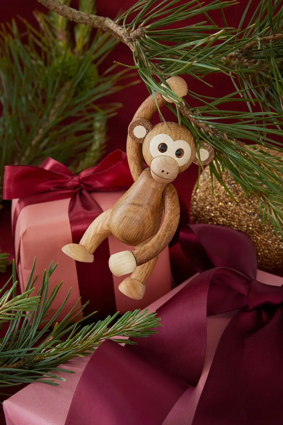 Wooden Figures^Spring Copenhagen Jolly monkey decoration 11 cm, Oak Brown