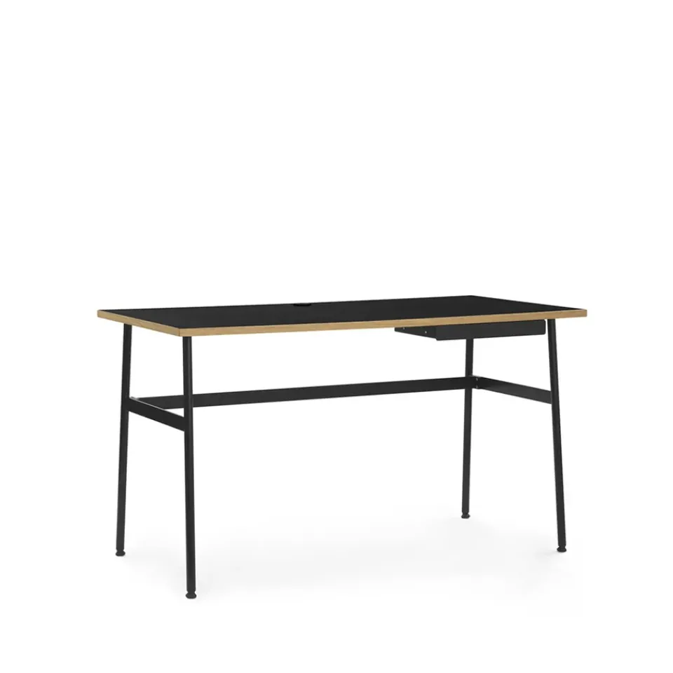 Desks^Normann Copenhagen Journal desk, laminate, steel legs and drawer Black