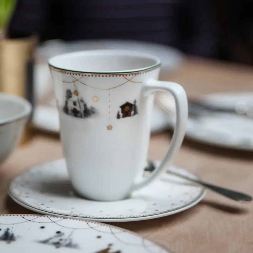 Wik & Walsøe Julemorgen saucer to 30 cl cup, white MultiWhite