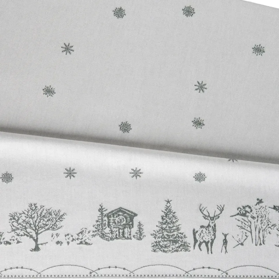 Christmas Tablecloths|Tablecloths^Wik & Walsøe Julemorgen tablecloth, White-green, 140x300 cm WhiteGreen