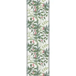 Christmas Table Runners|Table Runners^Ekelund Linneväveri Julia table runner 35x120 cm, white- Green
