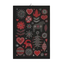 Clearance Ekelund Linneväveri Julnatt kitchen towel 35x50 cm, Black