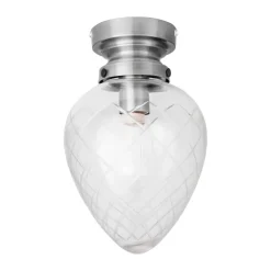 Ceiling Lights^Globen Lighting Juni IP44 ceiling lamp, Antique steel-clear Silver-coloured