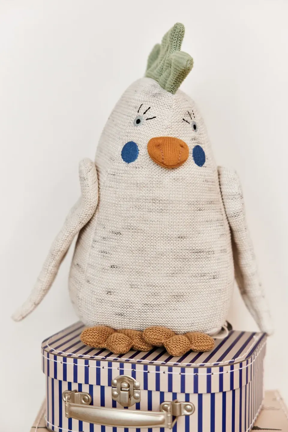 Outlet OYOY Kai parakeet plush toy, Off white-light mint Multi