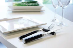 Steak Knives^KAI Shun Classic knife & fork set, Chrome- Black