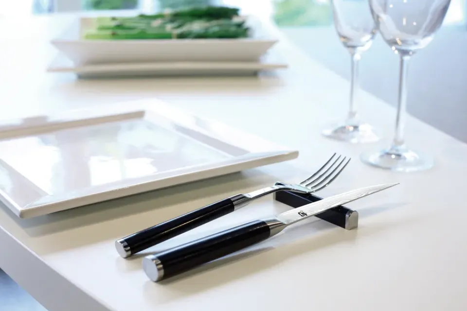 Steak Knives^KAI Shun Classic knife & fork set, Chrome- Black