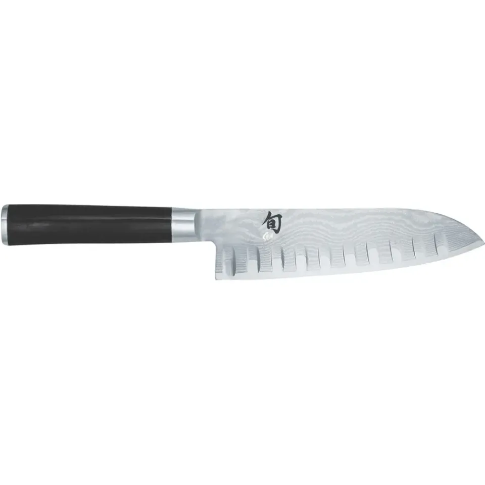 Santoku Knives|Japanese Knives^KAI Shun Classic santoku knife fluted blade, 18 cm Silver-colouredBlack
