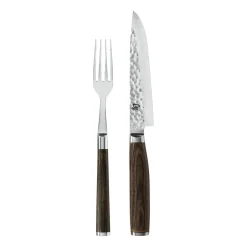 Steak Knives^KAI Shun Premier knife & fork set, Chrome- Brown