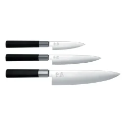 Best KAI Wasabi Chef's knife & 2 all round knives set, 3 pieces Black