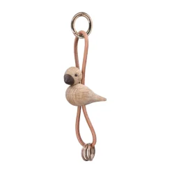 Sale Kay Bojesen Denmark Kaj Bojesen bird keyring, Oak, natural leather Brown