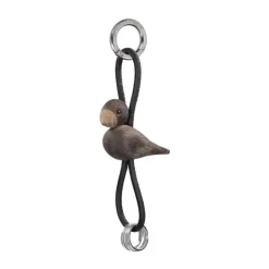 Online Kay Bojesen Denmark Kaj Bojesen bird keyring, Smoked oak, black leather Brown