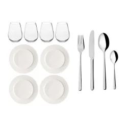 Table Settings & Starter Sets^Scandi Living Karlevi drinking glass 4-pack, 33 cl White