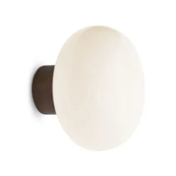 Wall Lights^New Works Karl-Johan wall lamp, Smoked oak-white opal glass BrownWhite