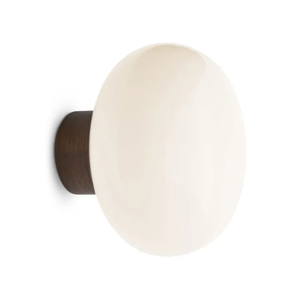 Wall Lights^New Works Karl-Johan wall lamp, Smoked oak-white opal glass BrownWhite