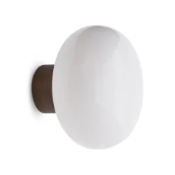 Wall Lights^New Works Karl-Johan wall lamp, Smoked oak-white opal glass BrownWhite