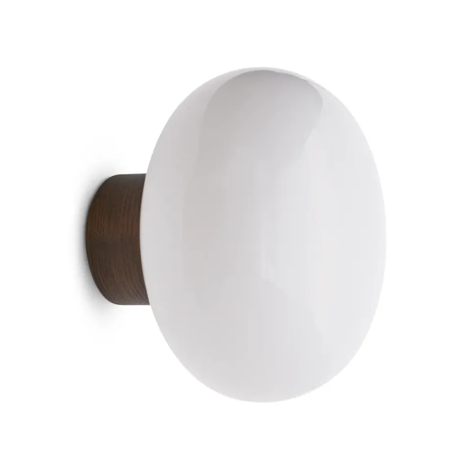 Wall Lights^New Works Karl-Johan wall lamp, Smoked oak-white opal glass BrownWhite
