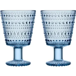 Best Iittala Kastehelmi drinking glass with stem 26 cl 2-pack, Aqua Blue