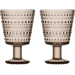 Discount Iittala Kastehelmi drinking glass with stem 26 cl 2-pack, Linnen Beige
